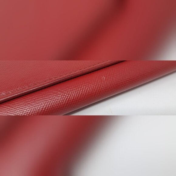 Prada Saffiano Leather Red Gold Detachable Crossbody Strap Wallet on Long Chain - Picture 16 of 16